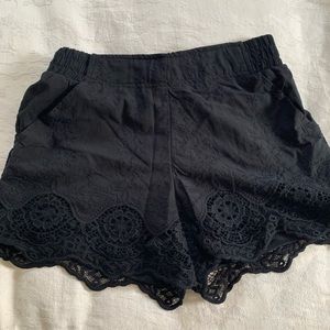 Adorable black lace trim shorts